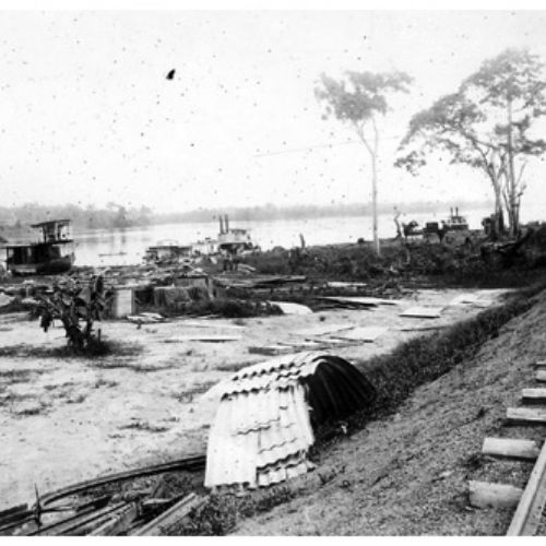 Le rail arrive à Ponthierville (diap.sur verre coll.J-L Gabriel)
