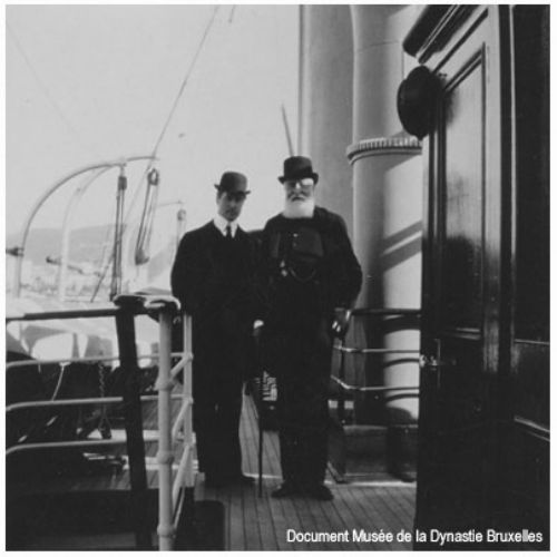 Le Prince Albert 1er et le Roi Léopold II à bord de l'Alberta