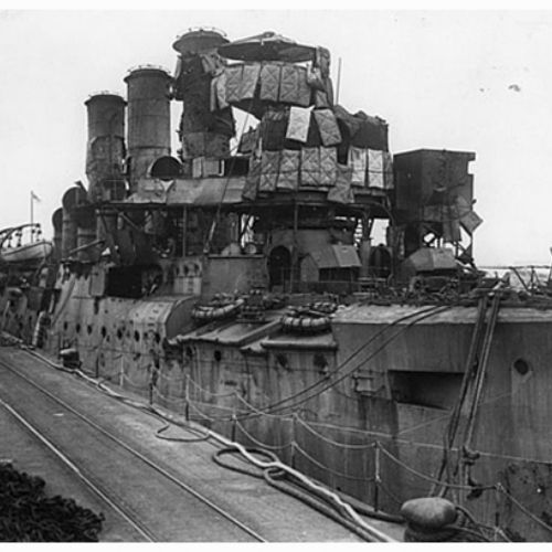 Le Vindictive endommagé à Zeebrugge